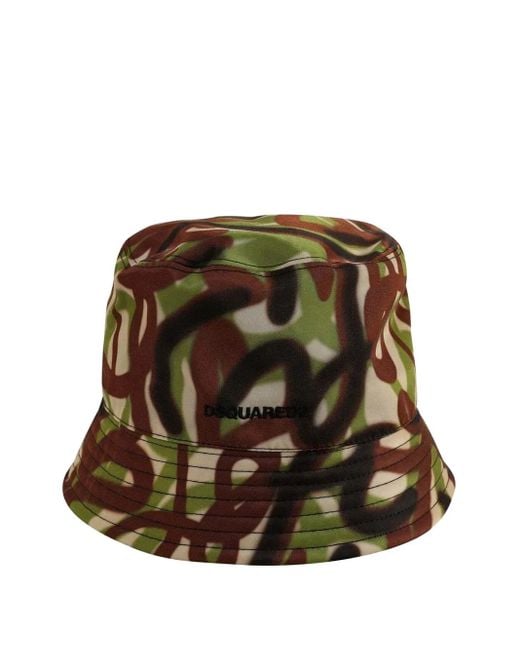 Sombrero de pescador con estampado militar DSquared² de hombre de color Green
