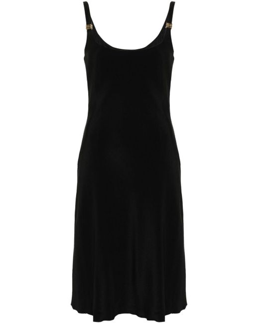 Miu Miu Cady Midi-jurk Met Logoplakkaat in het Black