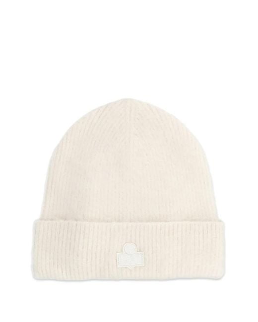Isabel Marant Natural Gerippte Beanie Mit Logo-Patch