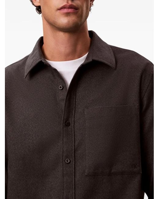 Calvin Klein Brown Chest-Pocket Long-Sleeved Shirt for men