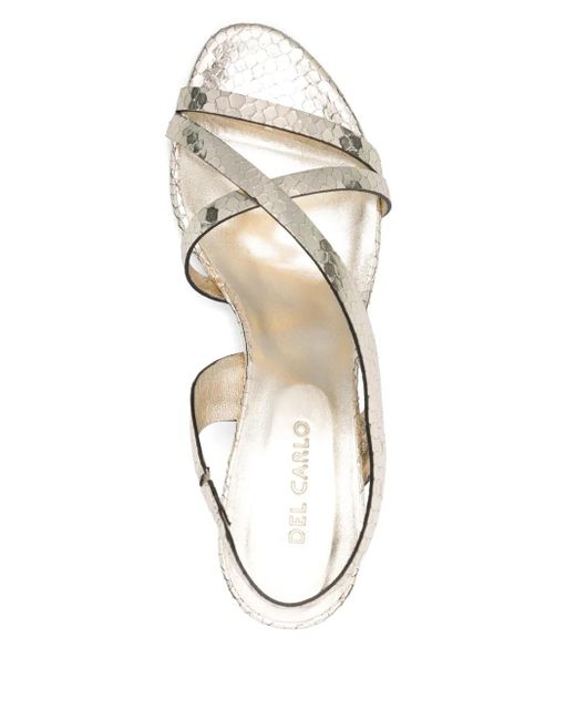 Roberto Del Carlo White Sandalen mit Schlangen-Optik 55mm