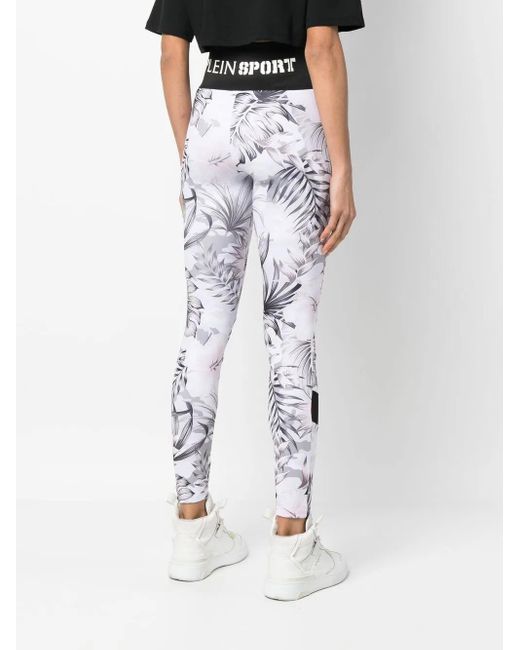 Philipp Plein White Leggings Mit Blumen-Print