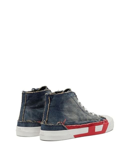DIESEL Blue S-D-Verse Mid Ii Frayed Sneakers for men
