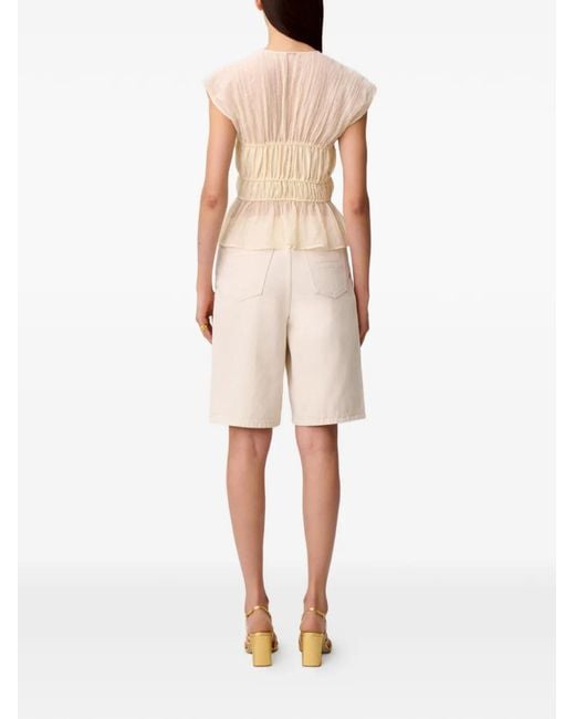 Claudie Pierlot White Tie-Detail Gathered Blouse
