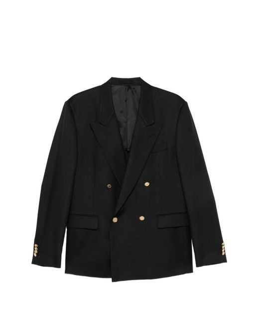 Lardini Black Double-Breasted Peak-Lapels Jacket for men