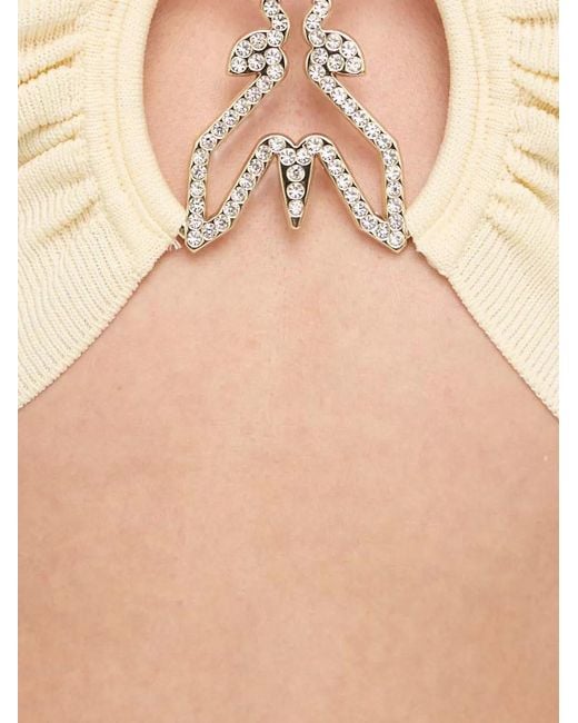 Patrizia Pepe Natural Embellished Short-Sleeve Top