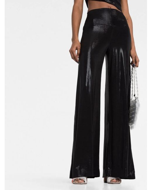 Norma Kamali Black High-Waisted Flared Trousers