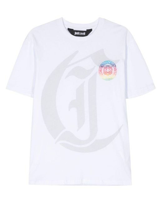 Just Cavalli Katoenen T-shirt Met Logoprint in het White voor heren