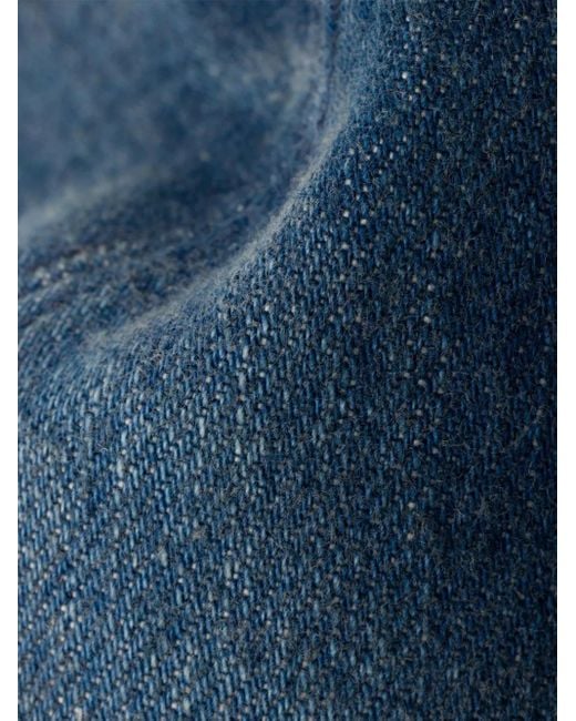 Prada Blue Triangle-Logo Denim Bucket Hat for men