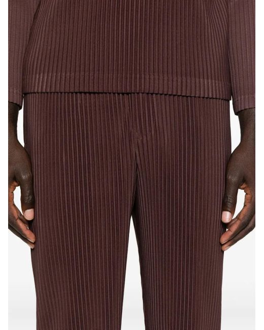 Homme Plissé Issey Miyake Purple Pleated Cropped Trousers for men