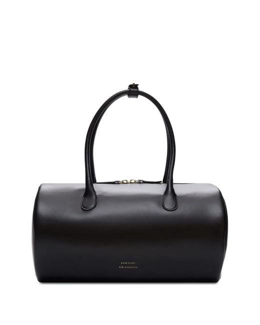 Loulou de Saison Black Reez Cylindric Leather Shoulder Bag