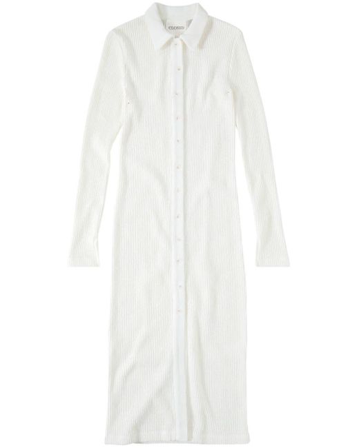 Robe-chemise longue en maille ajourée Closed en coloris White
