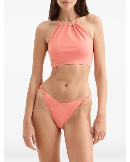 Eres Pink Apollonia Halterneck Beaded-Detail Bikini Top