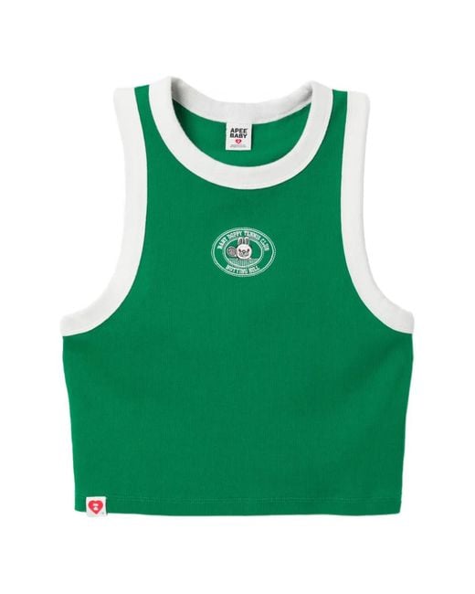 AAPE BY A BATHING AP Green Logo-Patch Tank Top