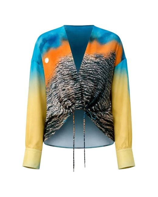 Silvia Tcherassi Blue Merida Drawstring Blouse