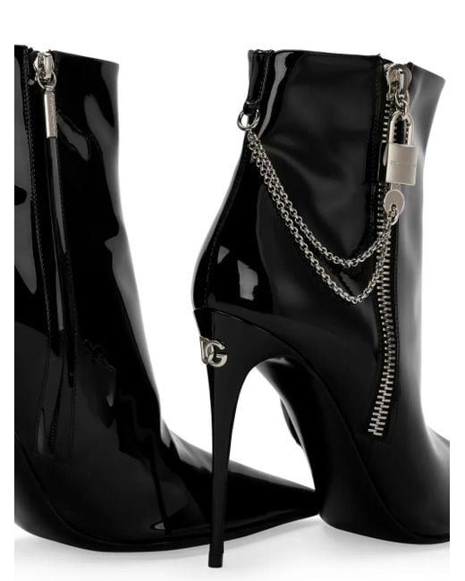 Bottines En Cuir Verni Dolce & Gabbana en coloris Black