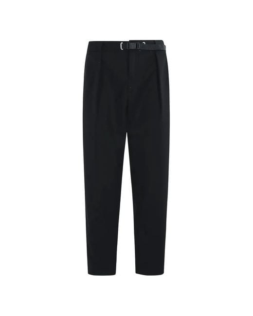 White Sand Black Buckle-Fastening Pleated Trousers for men