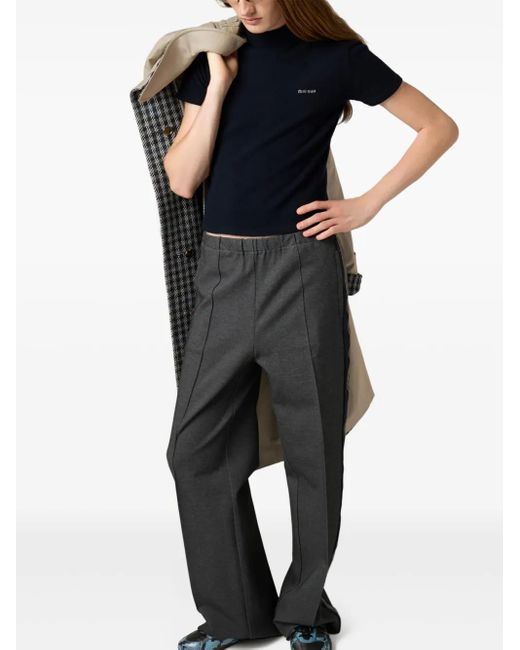 Pull Côtelé À Col Roulé Miu Miu en coloris Black