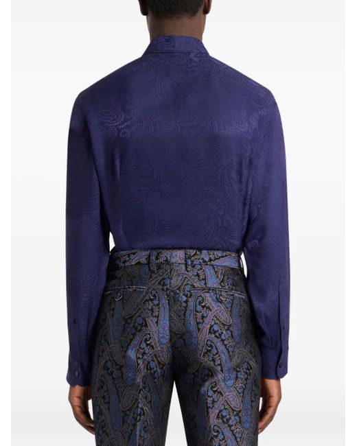 Etro Blue Paisley Jacquard Shirt for men