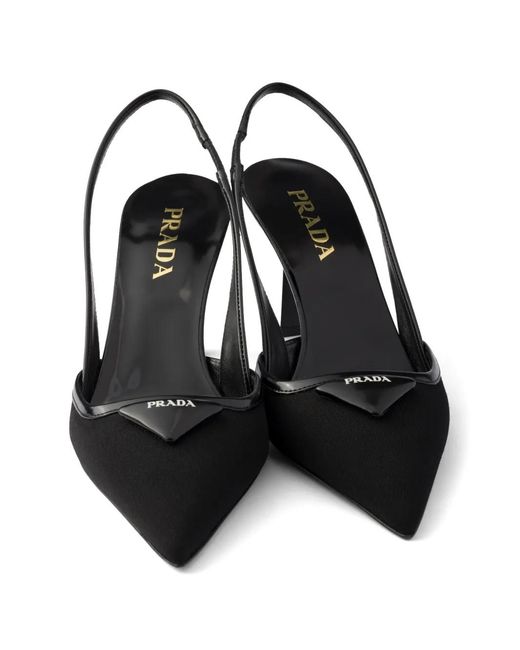 Prada Black Fabric Slingback Pumps