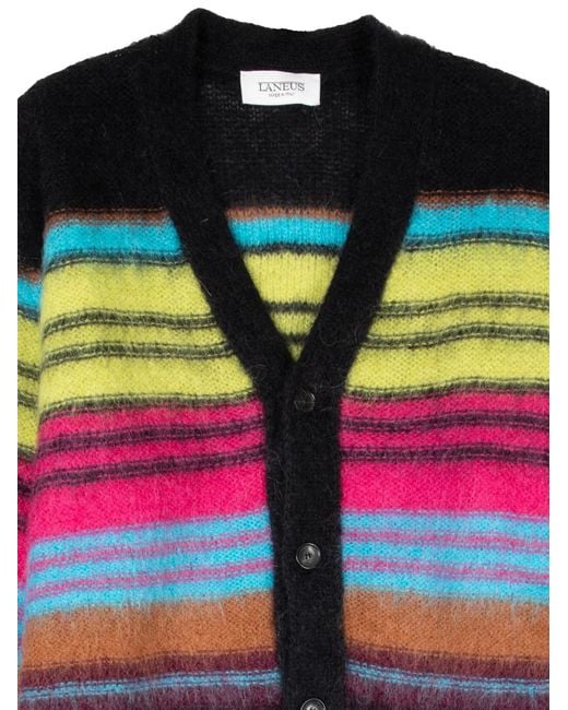 Laneus Black Striped Knitted Cardigan for men