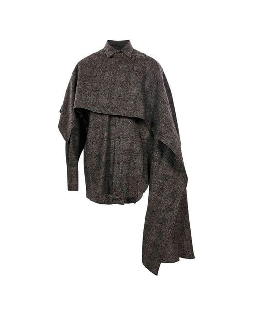 DARKPARK Black Georgia Check-Pattern Draped Shirt