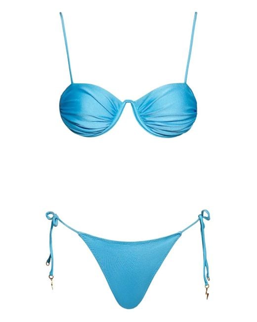 Noire Swimwear Blue Monowire Satin Bikini Set