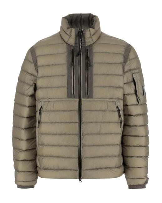 C P Company Green High Collar Dd-Shell Bomber Jacket for men