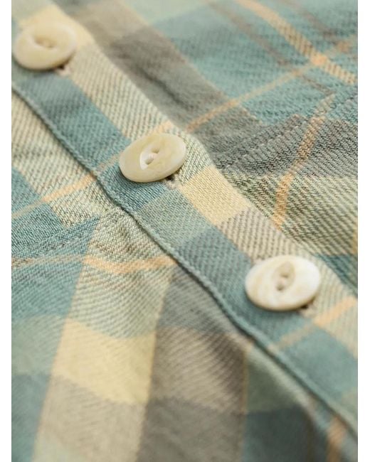 RRL Green Plaid Buttoned Top
