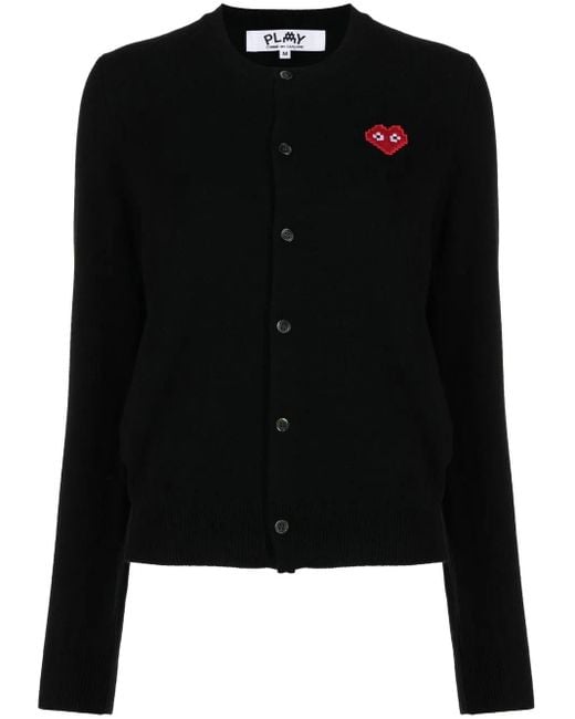COMME DES GARÇONS PLAY Black Logo Wool Cardigan