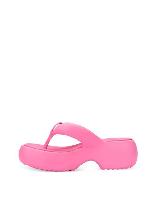 Melissa Pink Free Fuzzy Platform Thong Flip-Flops