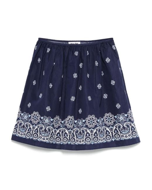 Jupe Mi-Longue À Motif Cachemire Miu Miu en coloris Blue
