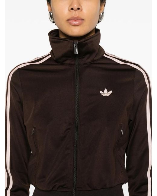 Adidas Brown Firebird Adicolor Stripes Zip Top