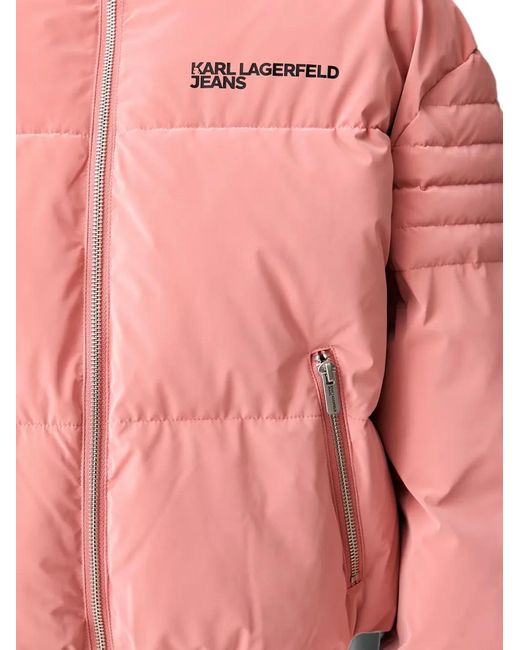 Karl Lagerfeld Pink Logo-Print Padded Jacket