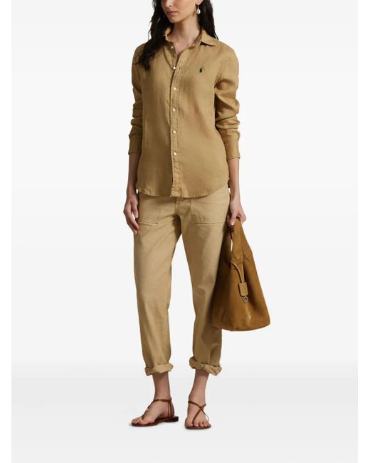 Polo Ralph Lauren Green Linen Button-Up Shirt