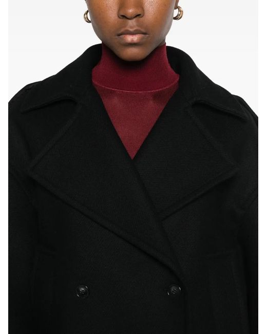 Maison Kitsuné Black Cropped Peacoat