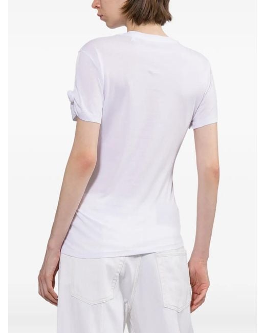 Helmut Lang White T-Shirt À Détail Noué