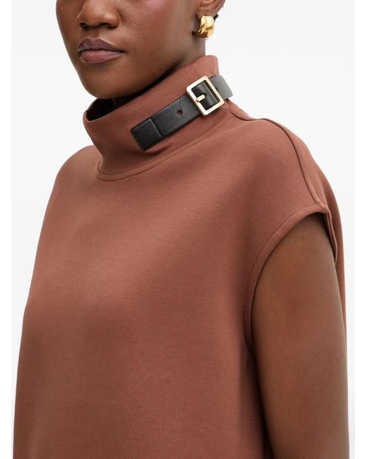 Karl Lagerfeld Black Buckle High-Neck Top