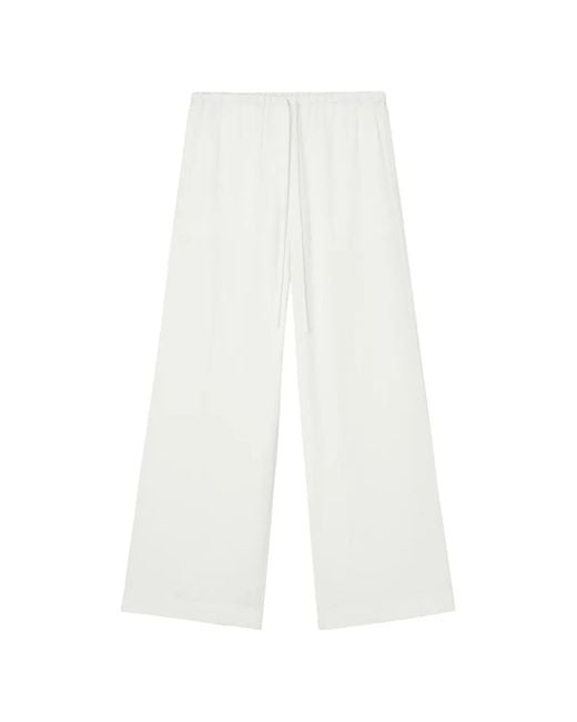 Totême White Drawstring Wide-Leg Trousers