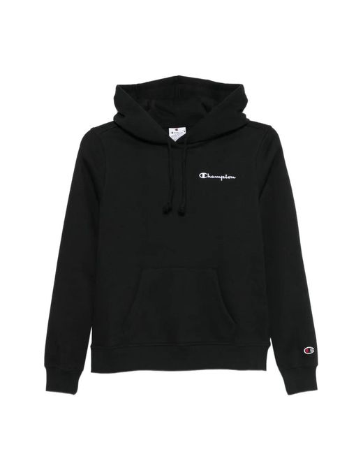 Champion Black Logo-Embroidered Drawstring Hoodie