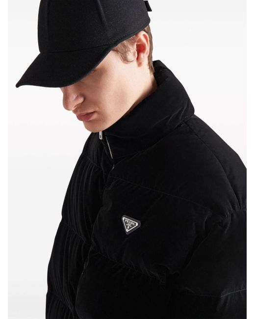 Veste en velours à design matelassé Prada pour homme en coloris Black