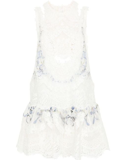 Zimmermann White Natura Lace Patch Mini Dress