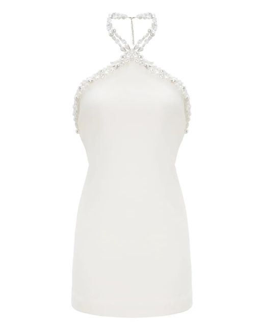 retrofte Beaded Halter Neck Mini Dress in White | Lyst retrofte Beaded Halter Neck Mini Dress in White | Lyst