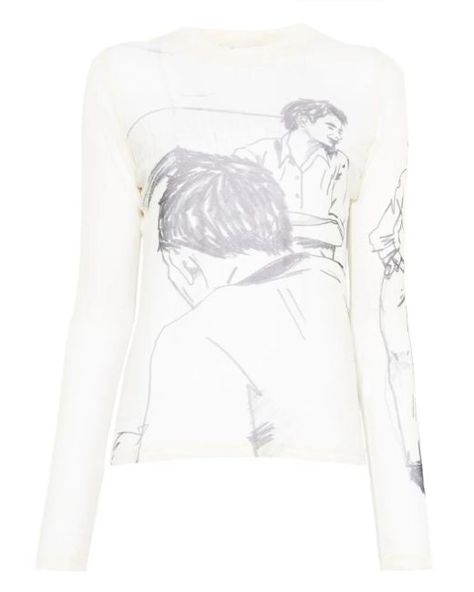 J.W. Anderson White Langärmeliges T-Shirt