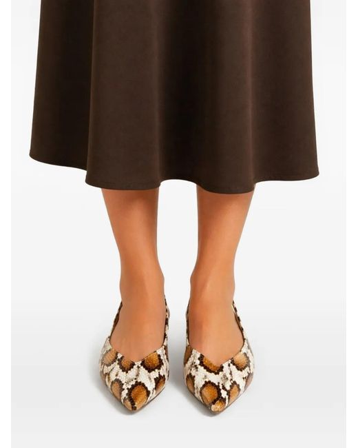 Poche Paris White Snakeskin-Effect Slingback Pumps
