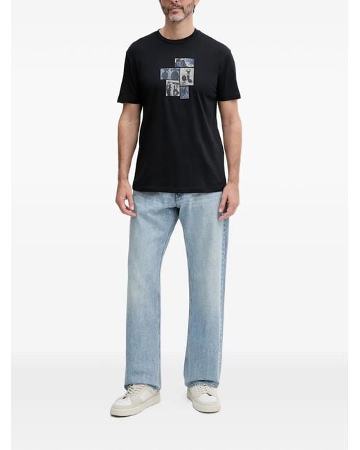 ARMANI EXCHANGE Blue Graphic-Print T-Shirt for men