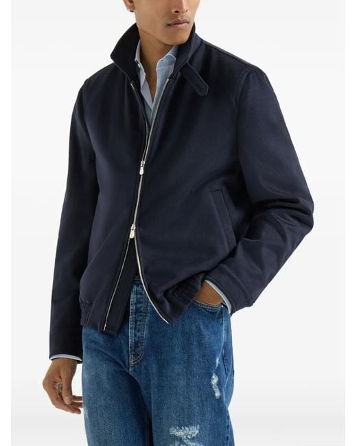 Brunello Cucinelli Blue Zip-Up Jacket for men