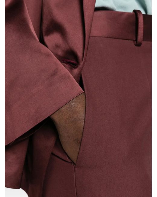 Forte_forte Red Satin-Waistband Pressed-Crease Trousers