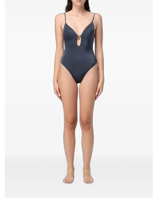 Mc2 Saint Barth Blue Charm-Detail Swimsuit