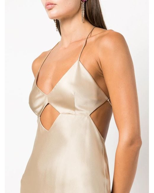 Michelle Mason Natural Cut-Out Detail Silk Gown